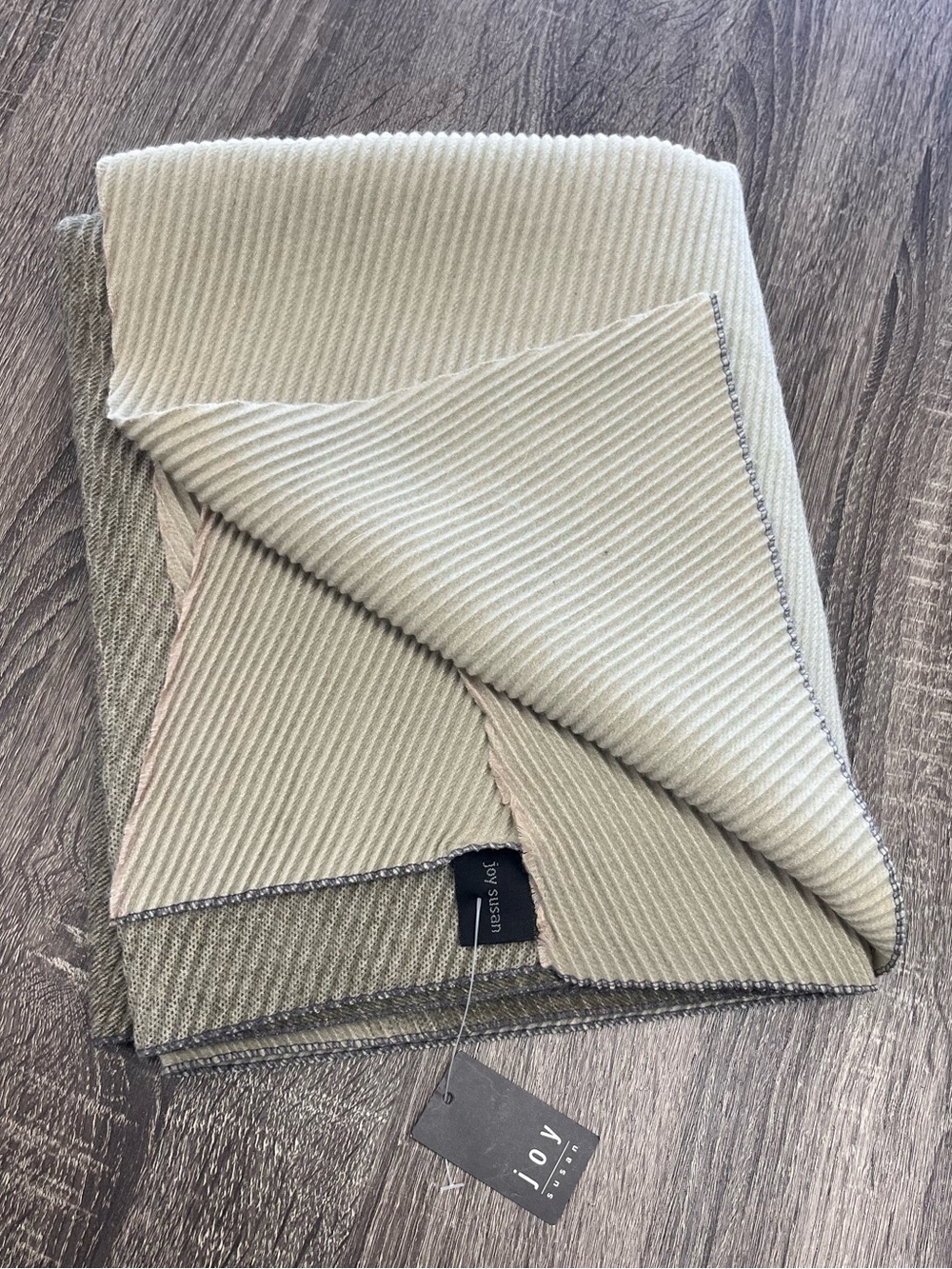 Joy Susan Reversible Ribbed Scarf - Sage Green 76x24 Wrap neutral
